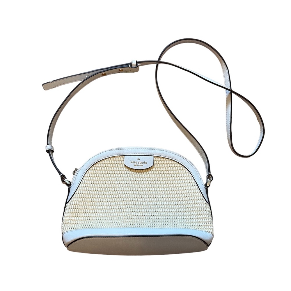 Kate Spade White Woven Rattan Wicker Crossbody Bag